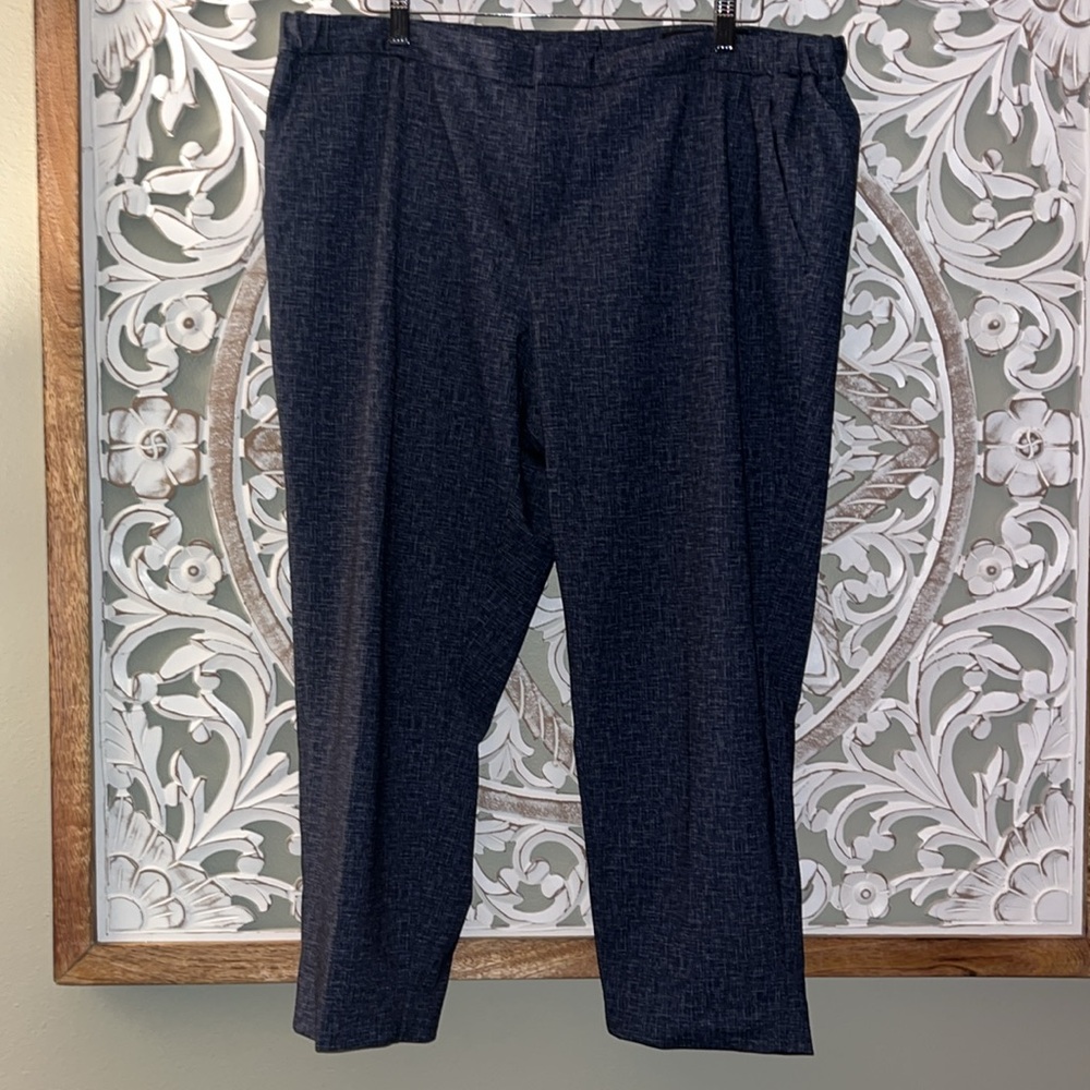 Nordstrom Navy Denim Blue Textured Trim Fit Ankle Inner Drawstring Waist Trouser